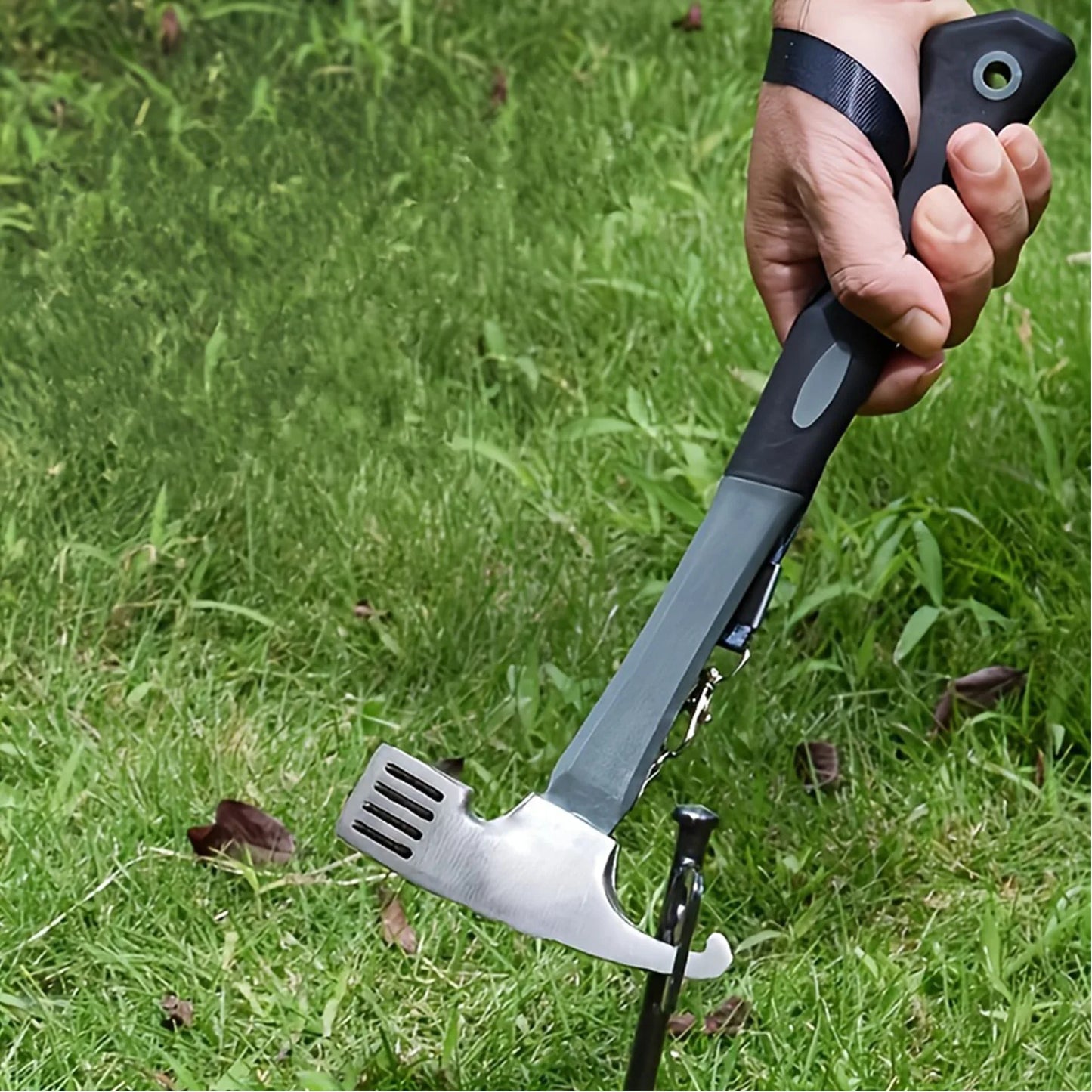Camping Hammer With Tent Stake Remover Ergonomic Rubber Grip