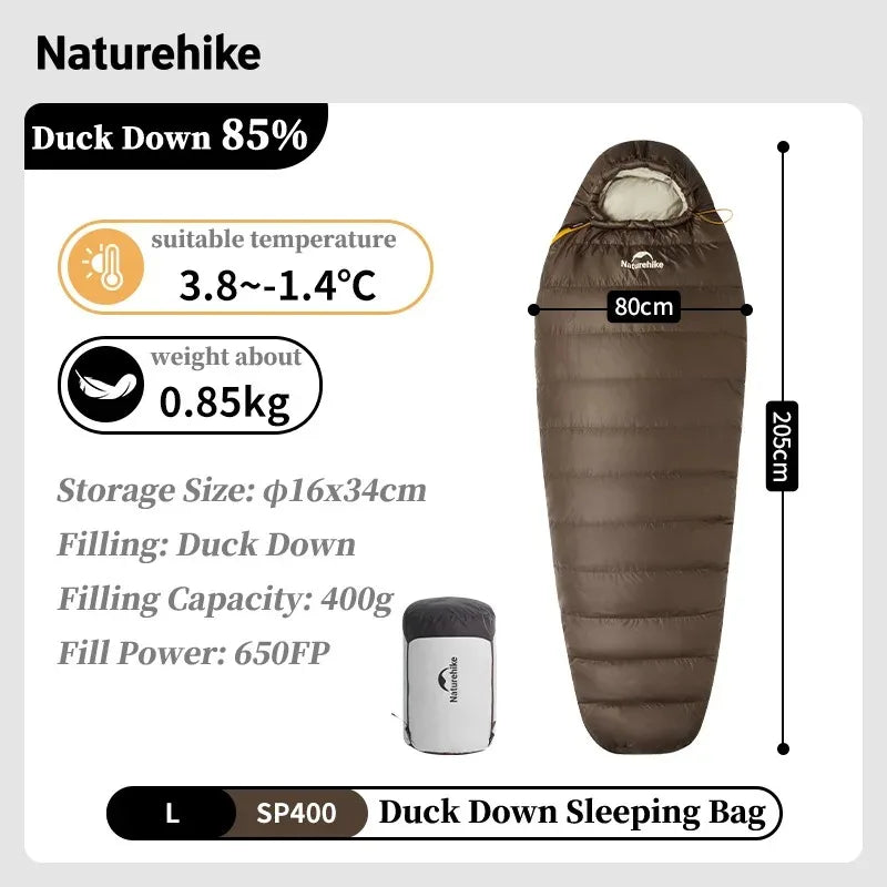 Naturehike Ultralight Duck Down Mummy Sleeping Bag For Camping