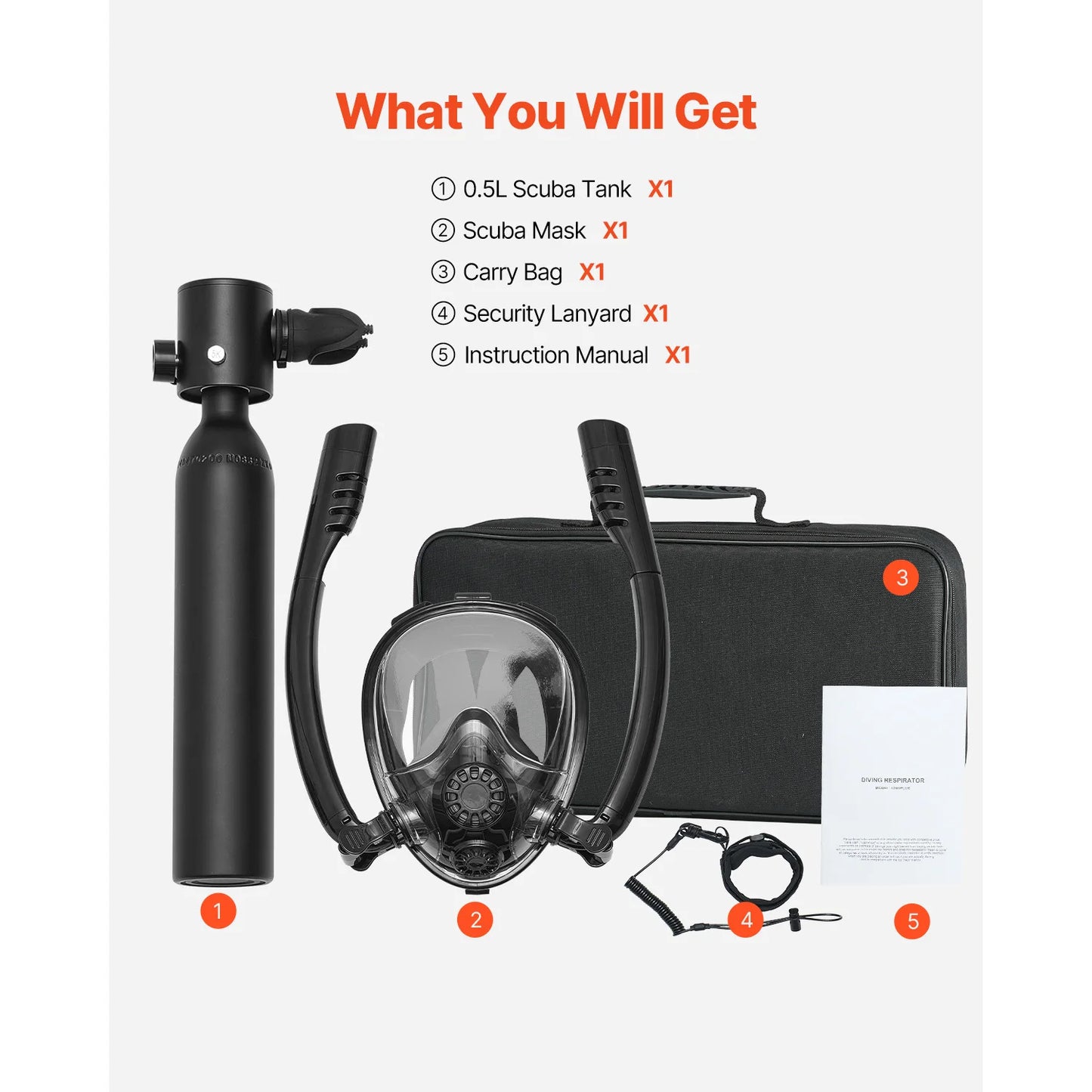 SucceBuy Scuba Tank Portable Diving Oxygen Cylinder For Underwater Breathing