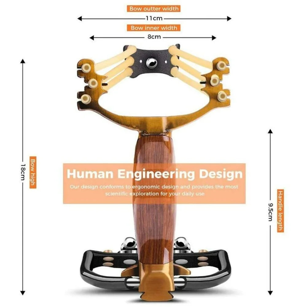 High Precision Outdoor Slingshot Set With Alloy Wooden Handle And 3 Rubber Bands