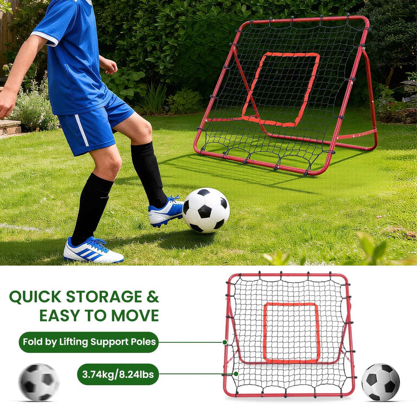 Baseball Rebounder Net Adjustable Bounce Back Trainer for Soccer Volleyball