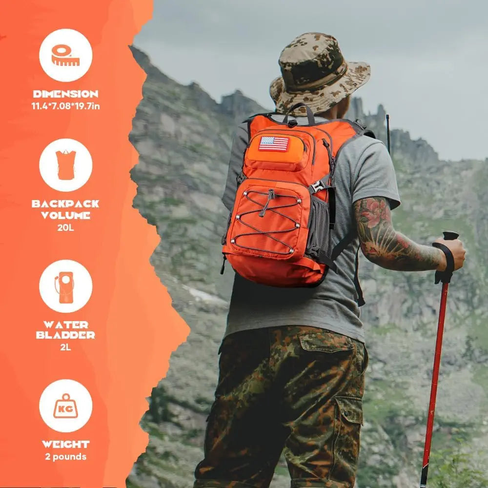 Hydration Hiking Backpack With Water Bladder And Insulated Bite Valve
