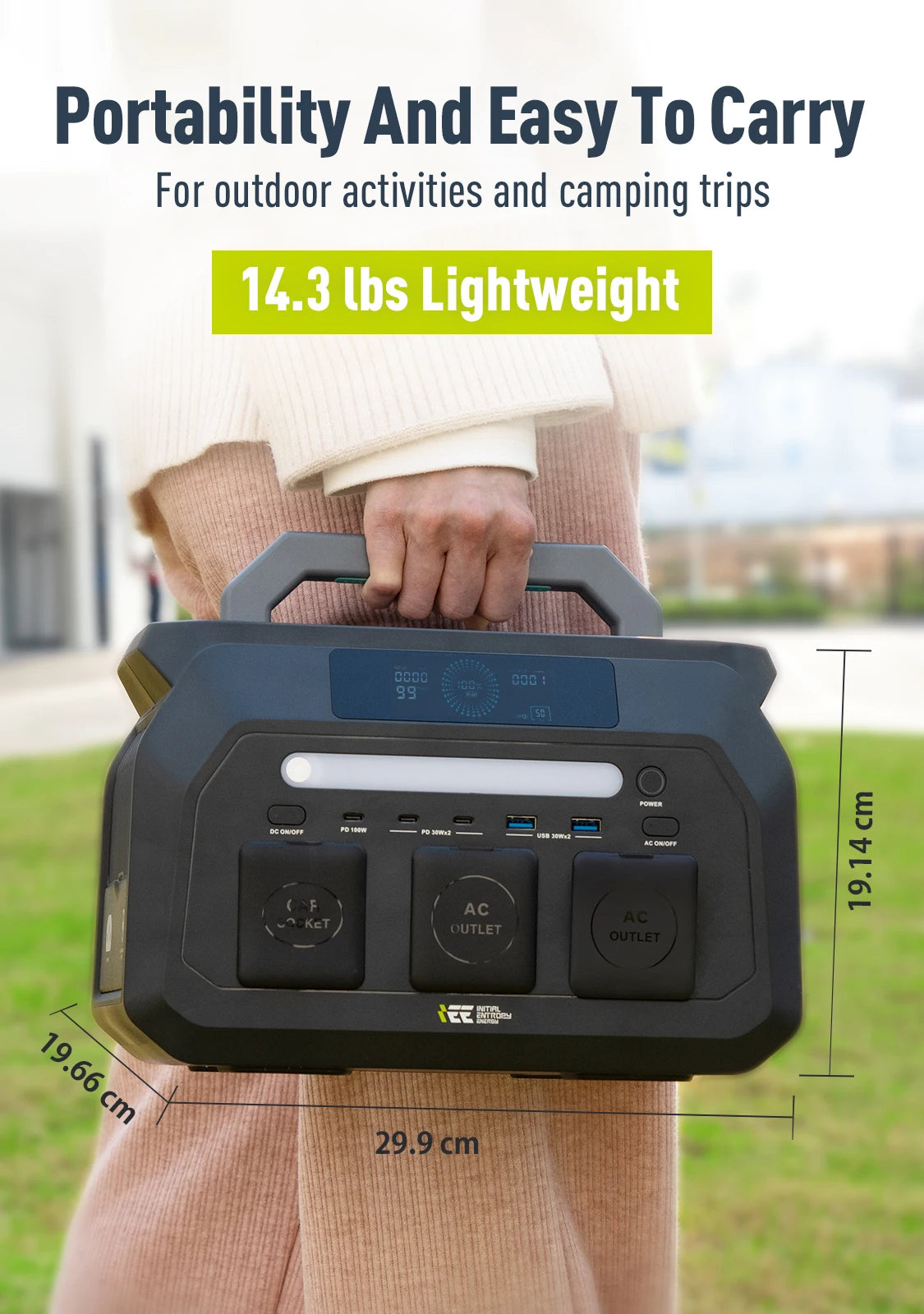IEE 800W Portable Power Station With 512Wh LiFePO4 Battery