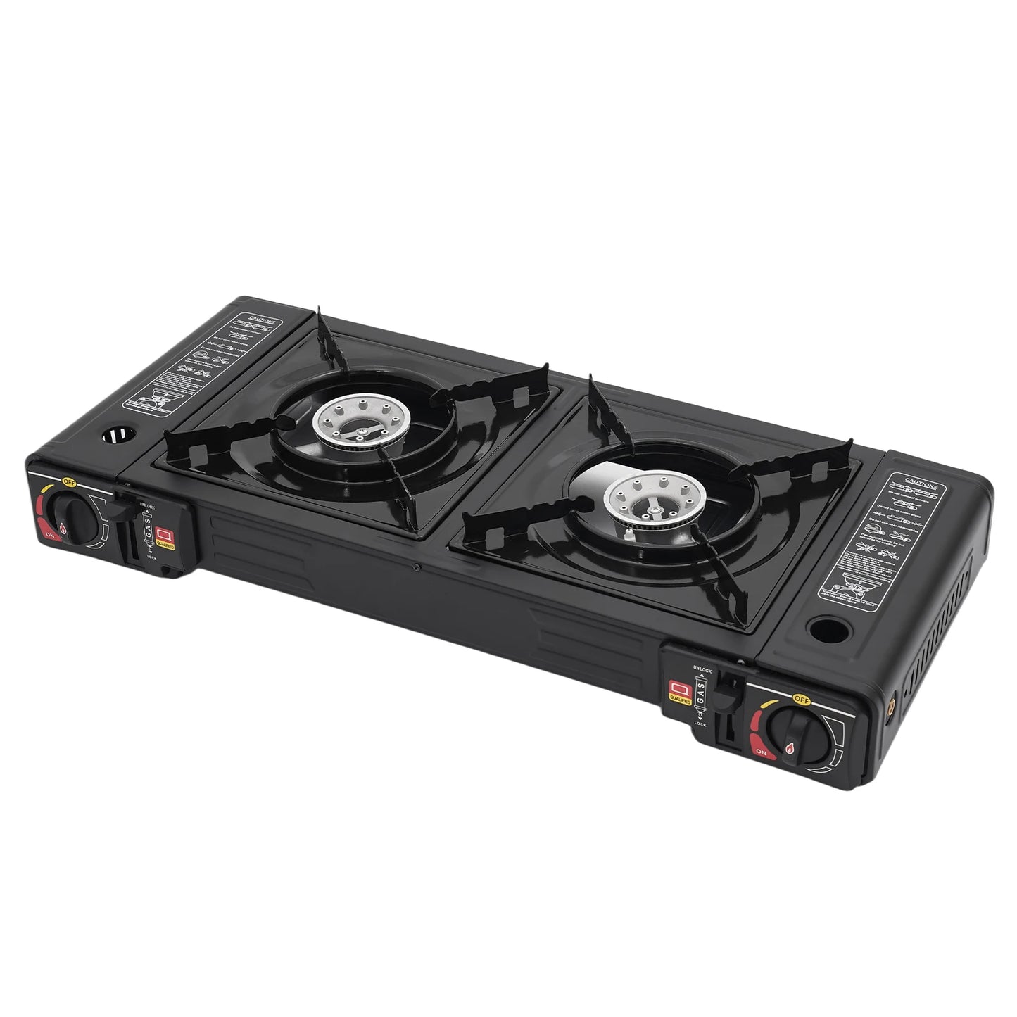 2 Burner Portable Gas Stove With Piezo Ignition Carrying Case
