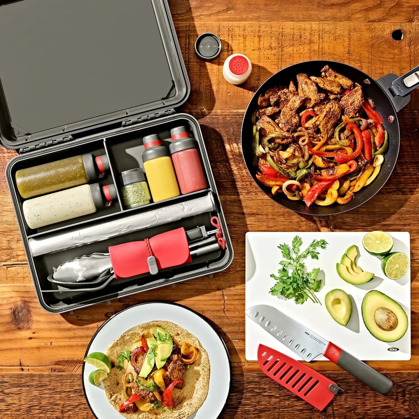Camp Kitchen 7 Piece Outdoor Cooking Set With Cutting Board