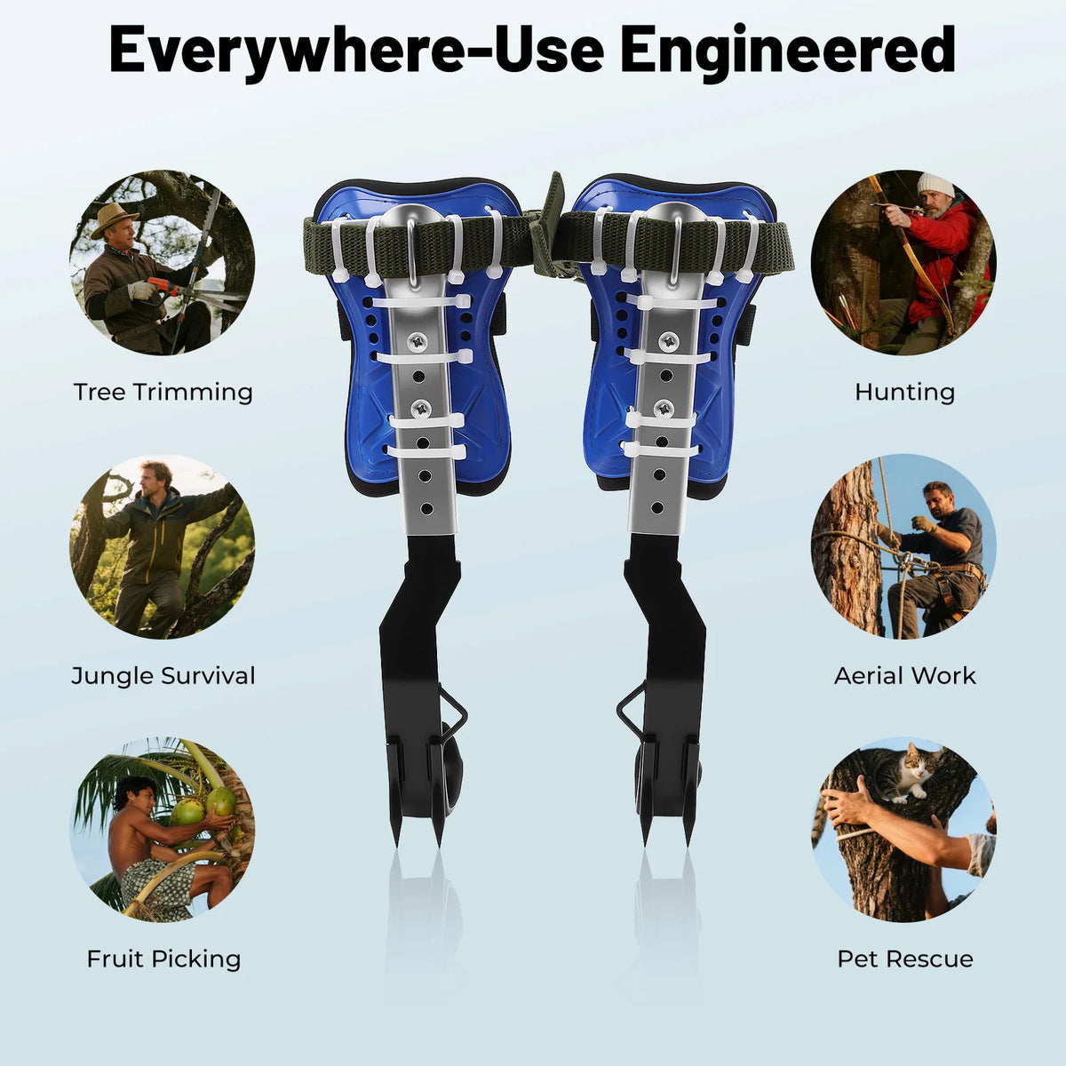 Adjustable Steel Tree Climbing Spike Set Durable Outdoor Gear