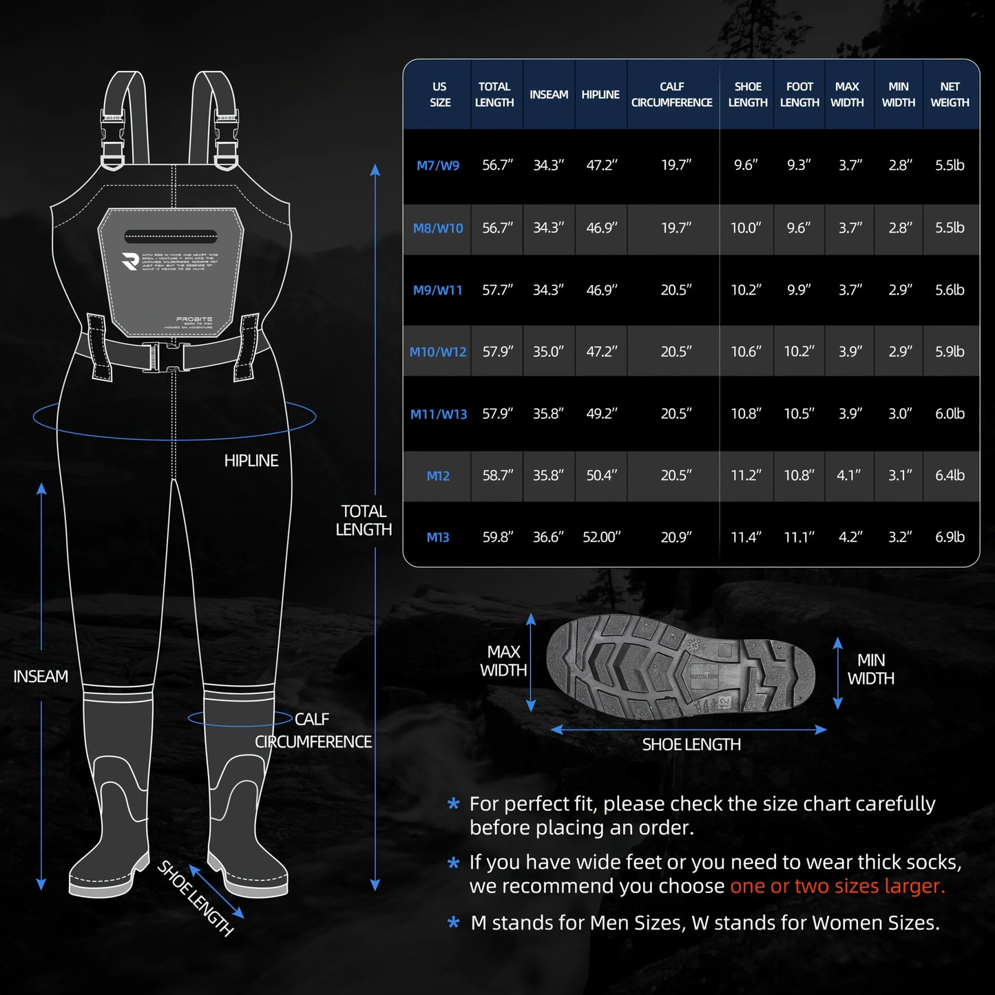 RUNCL Chest Waders for Men Women With Boots 210D Nylon PVC Breathable Hunting