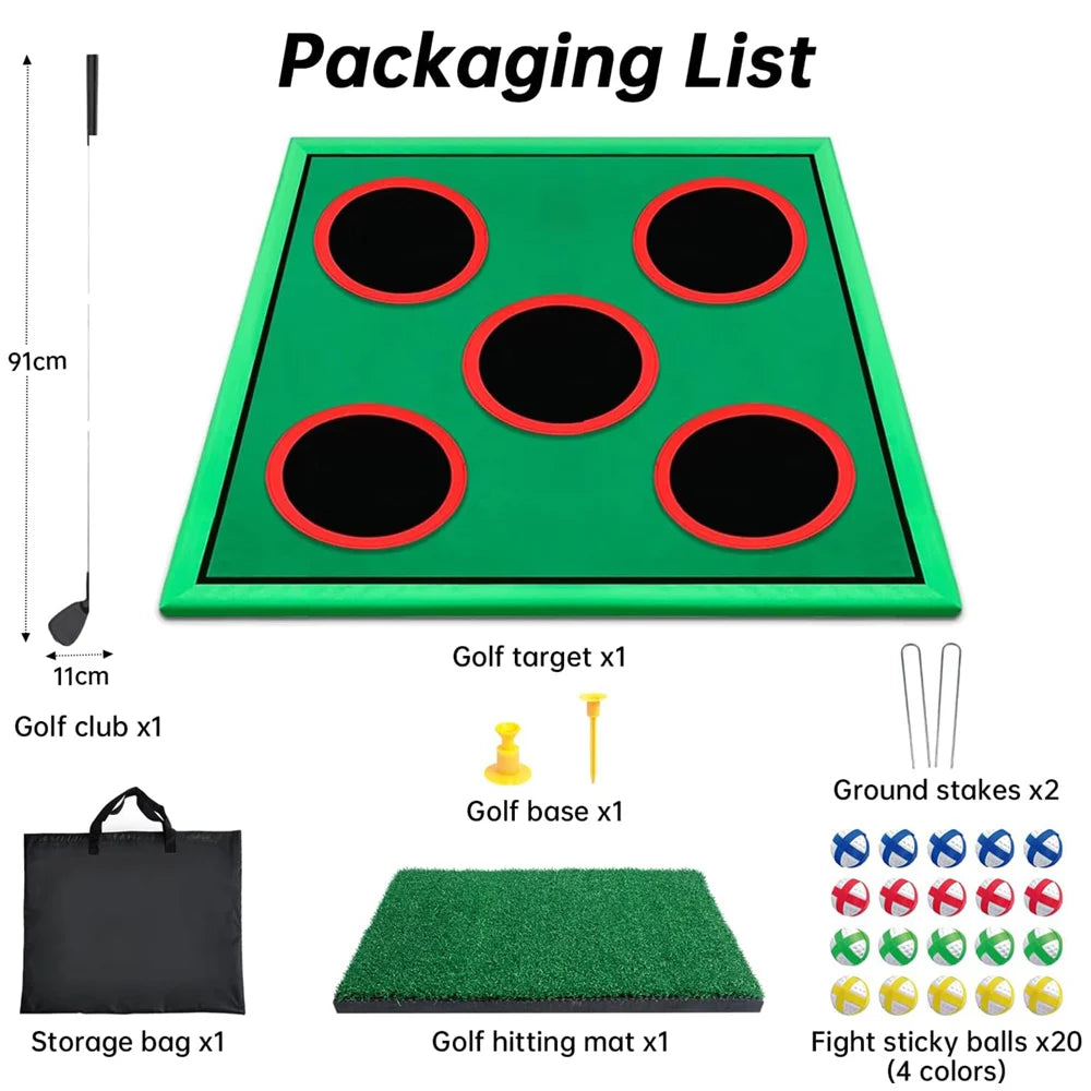 Golf Game Play Set for Golfers Fathers, with 20 Velcro Golf Balls, Putting Mat, Golf Putter and Carrying Bag, Indoor Outdoor