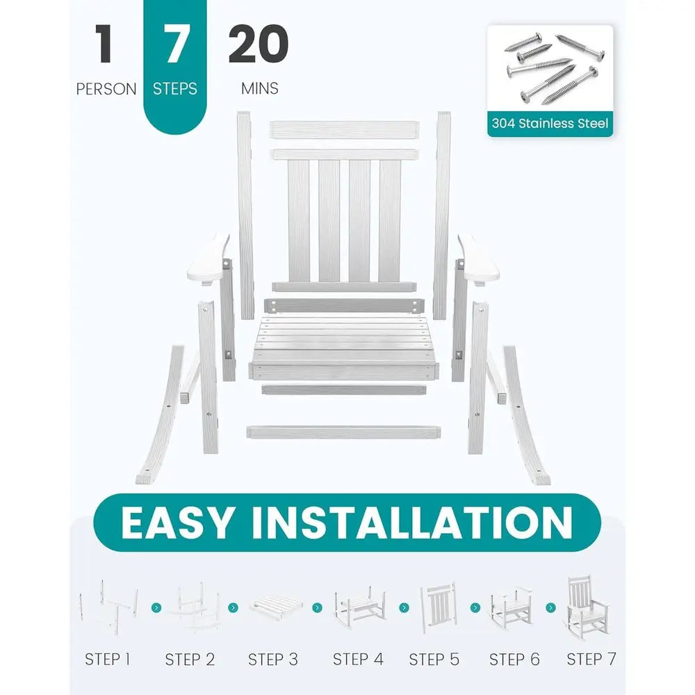 All Weather HDPE Bamboo Outdoor Rocking Garden Chair