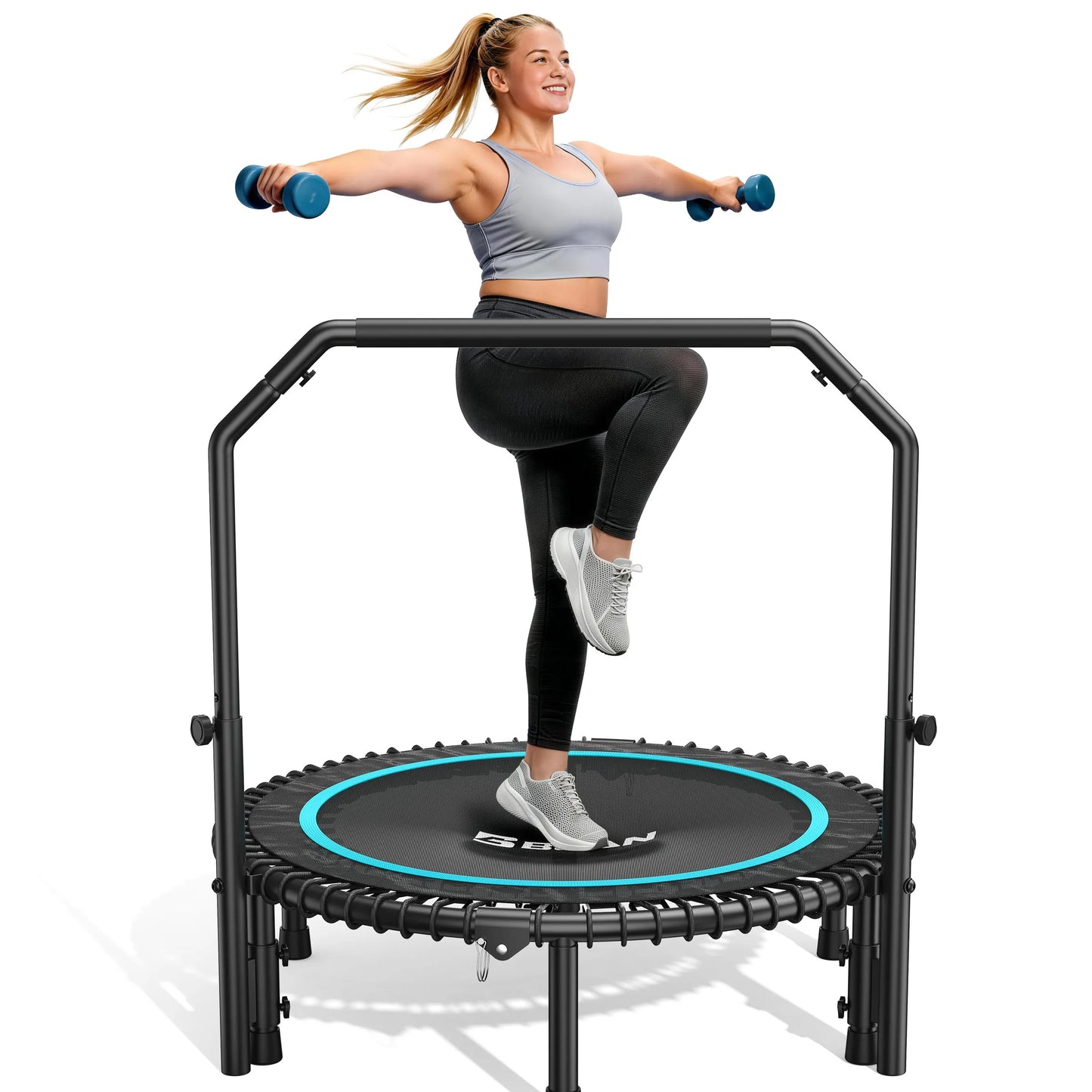 Mini Rebounder Trampoline 450LBS Fitness Trampoline With Adjustable Handle