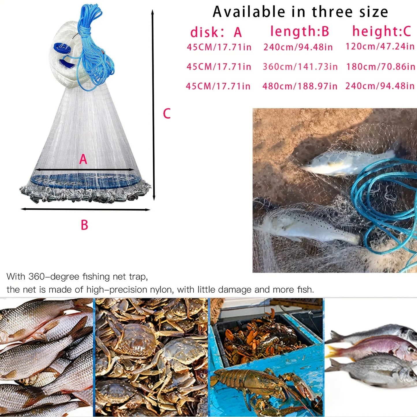 American Style Handmade Fishing Net for Freshwater and Saltwater Use