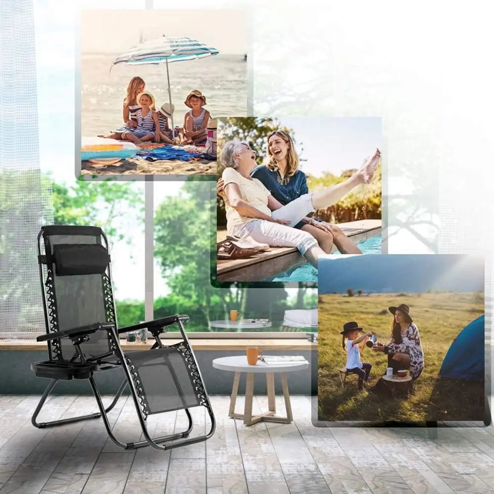 Zero Gravity Reclining Lawn Chairs Outdoor Set With Pillows And Cup Holders