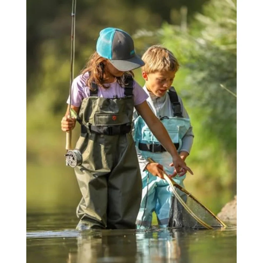 Youth PVC Chest Waders With Boots Waterproof Fishing Waders Reflective Band