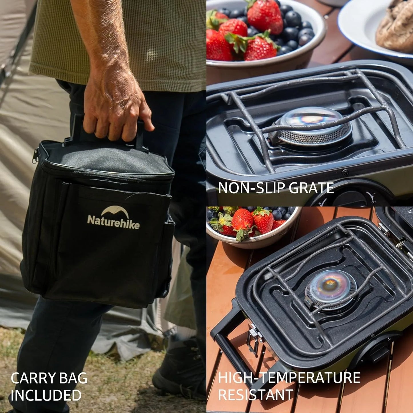 Naturehike Double Burner Camping Stove Portable Folding Gas Stove