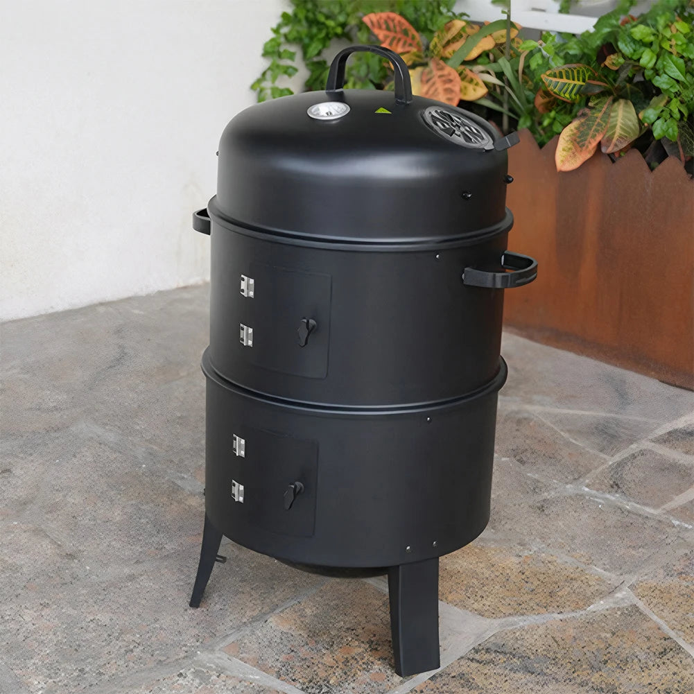 Atuotin Vertical Charcoal Smoker With Built In Thermometer Grill