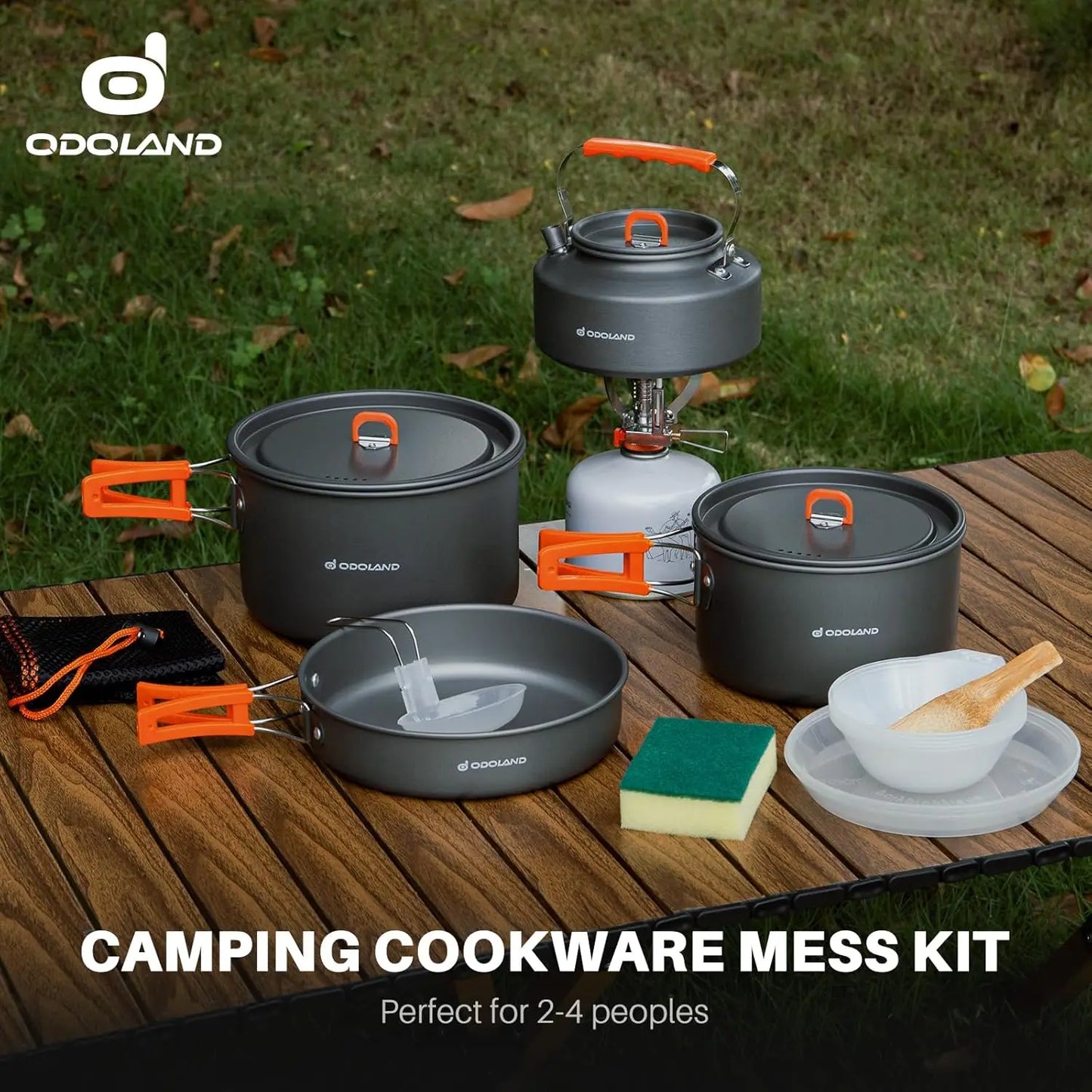 Camping Cookware Set 15 Piece Nonstick Pots And Pans Kettle
