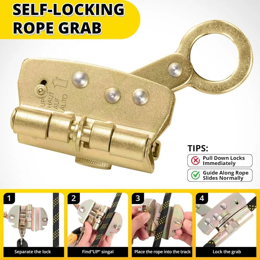 Heavy Duty Fall Protection Safety Harness With Shock Absorber Lanyard