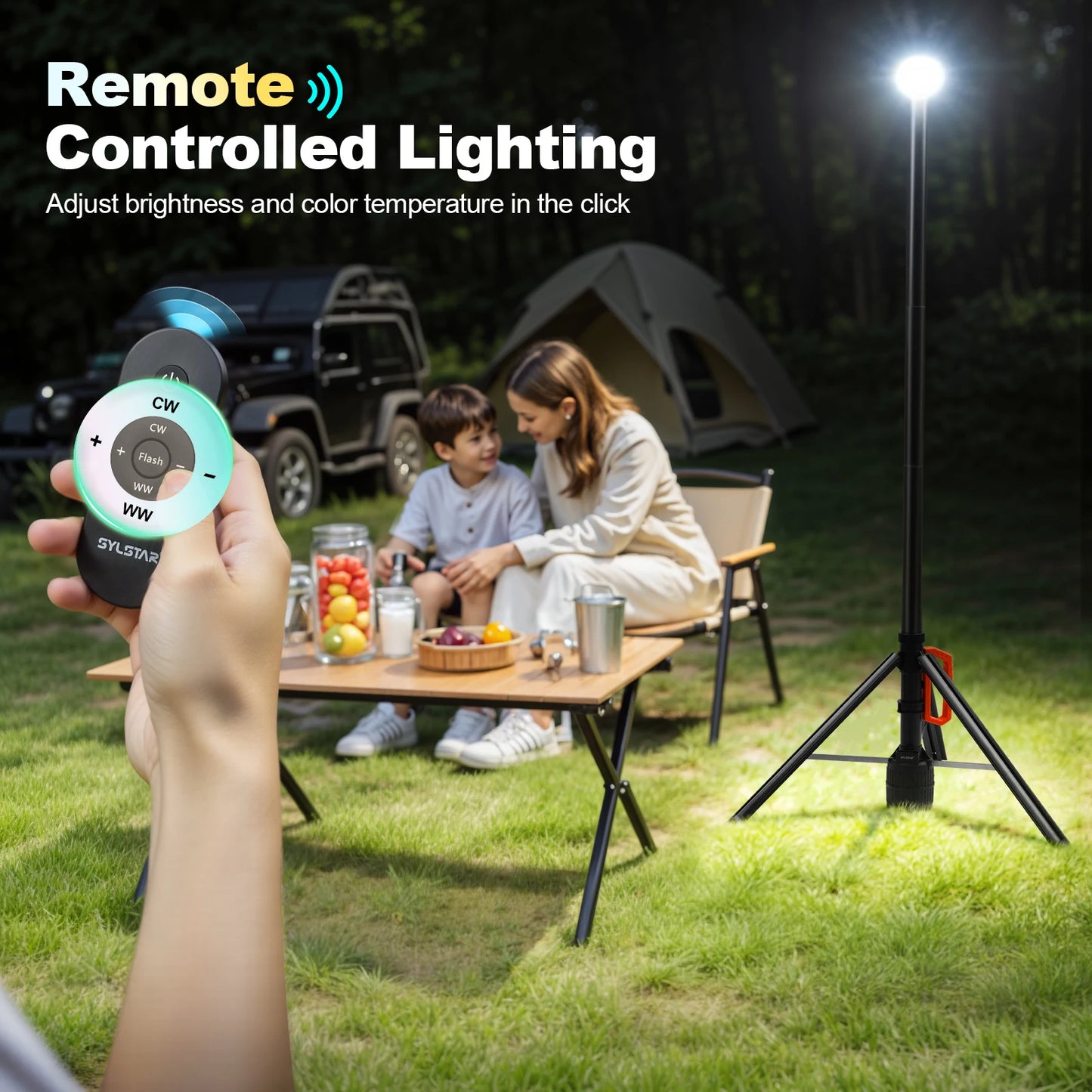 360 Degree Rechargeable LED Work Light With Remote Control Telescopic