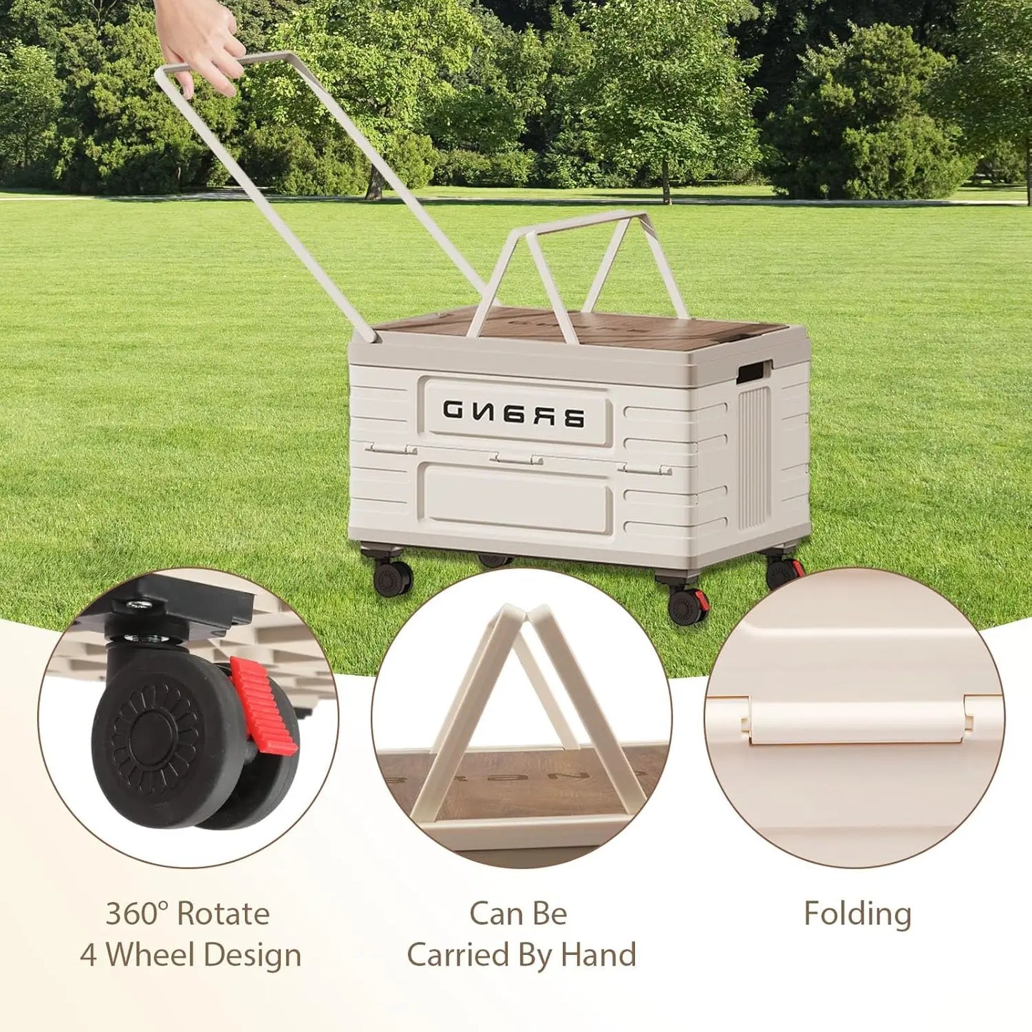 360 Degree Rotating Foldable Storage Cart With Four Silent Wheels Heavy Duty