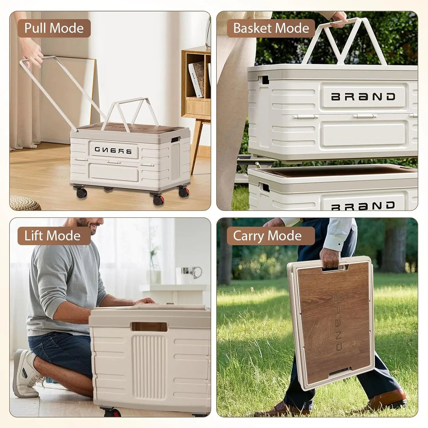 360 Degree Rotating Foldable Storage Cart With Four Silent Wheels Heavy Duty