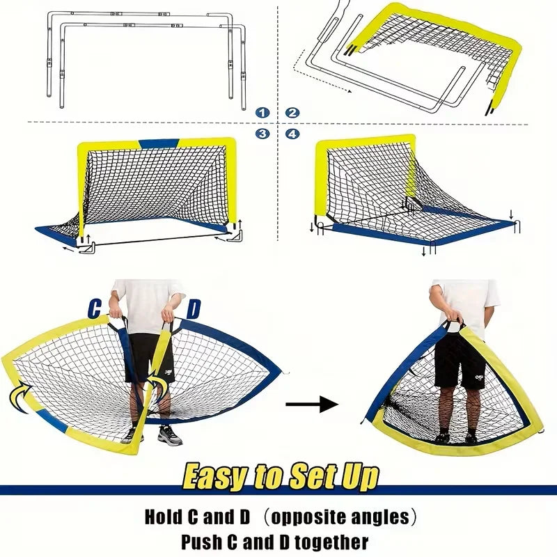 Portable Soccer Goals Two Pack for Backyard or Indoor Use