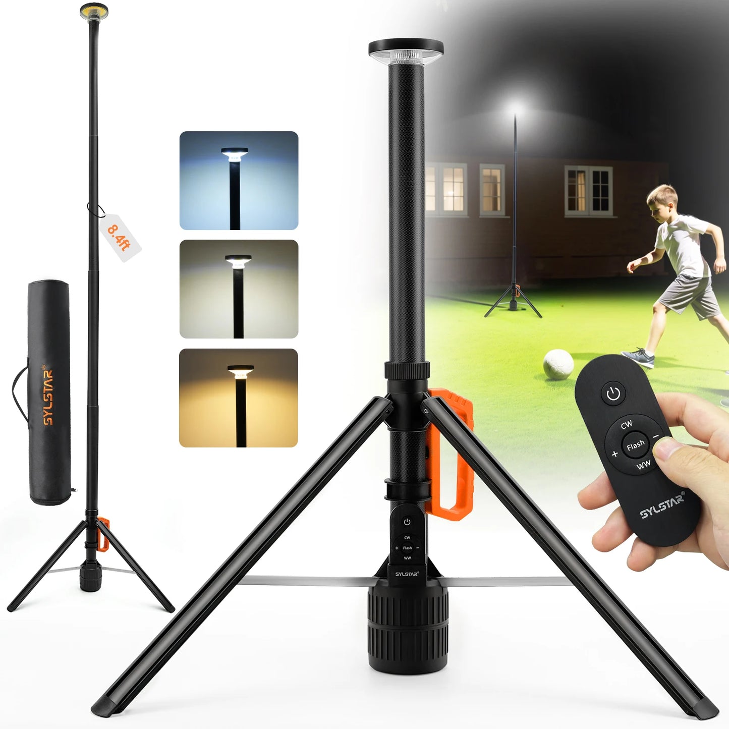 360 Degree Rechargeable LED Work Light With Remote Control Telescopic
