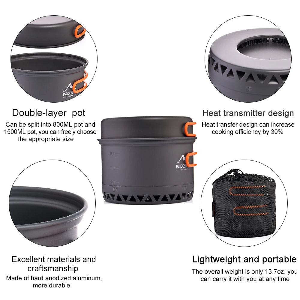 Widesea Camping Cookware Set Outdoor Cooking Pot Kettle