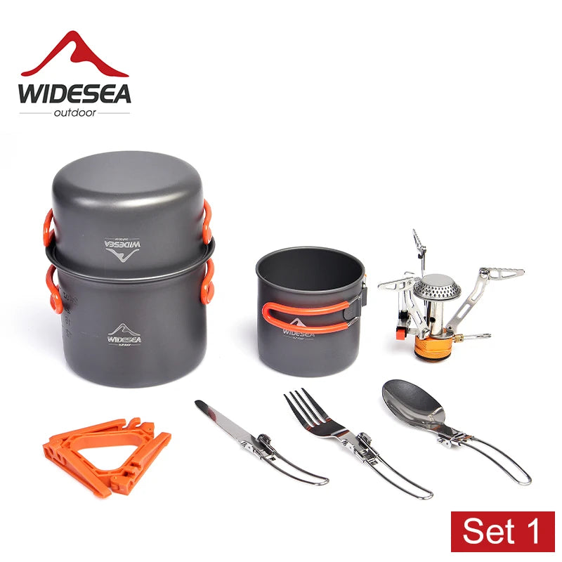 Widesea Camping Cookware Set Portable Aluminum Alloy Folding Kitchen Utensils