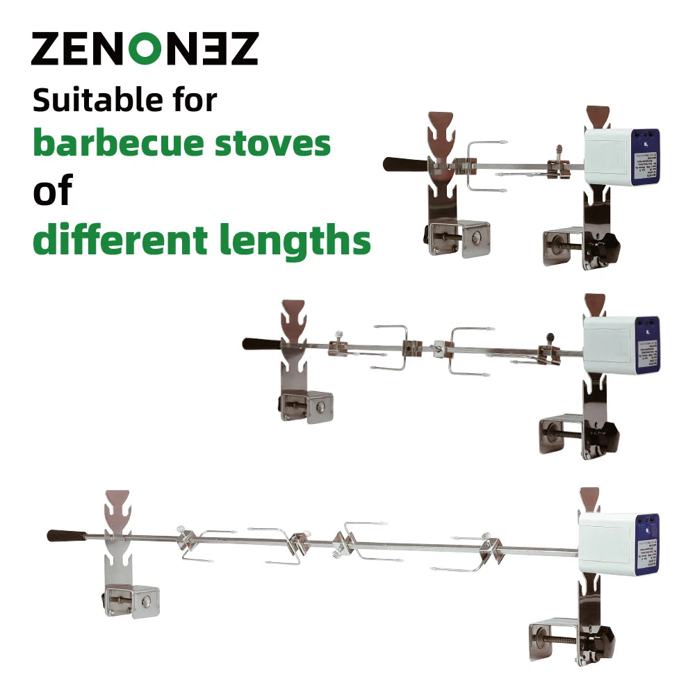 Zenobboq Universal Stainless Steel Portable Rotisserie Grill Kit