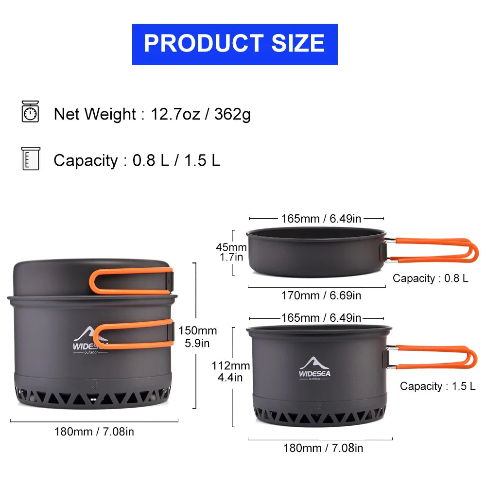 Widesea Camping Cookware Set Outdoor Cooking Pot Kettle