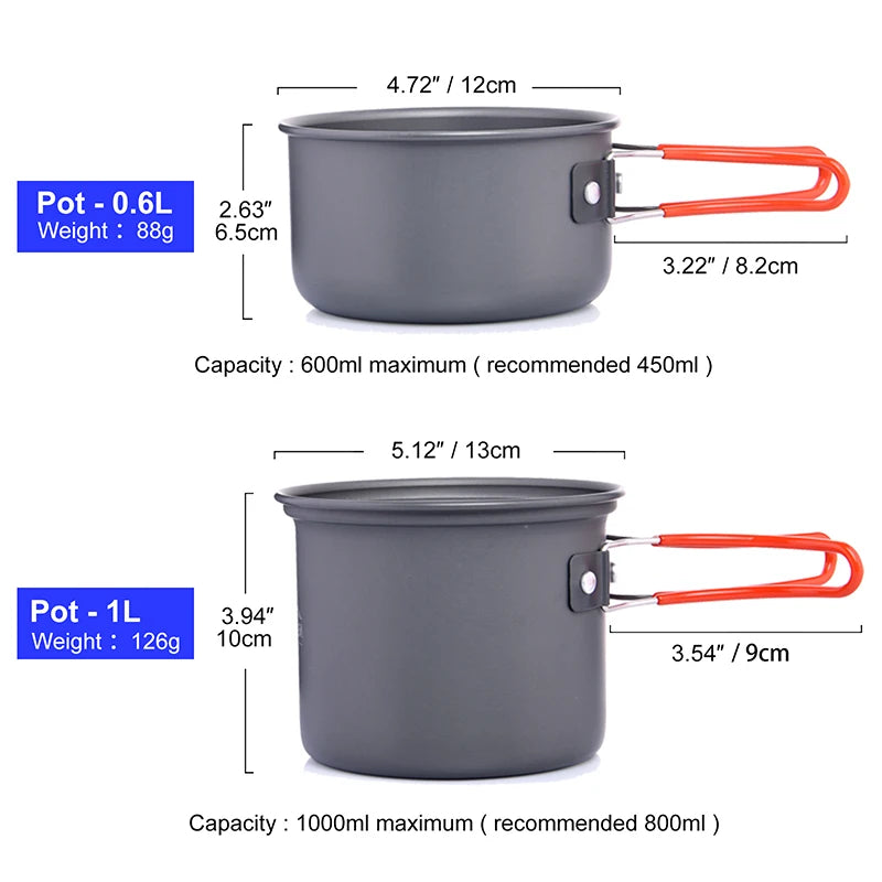 Widesea Camping Cookware Set Portable Aluminum Alloy Folding Kitchen Utensils