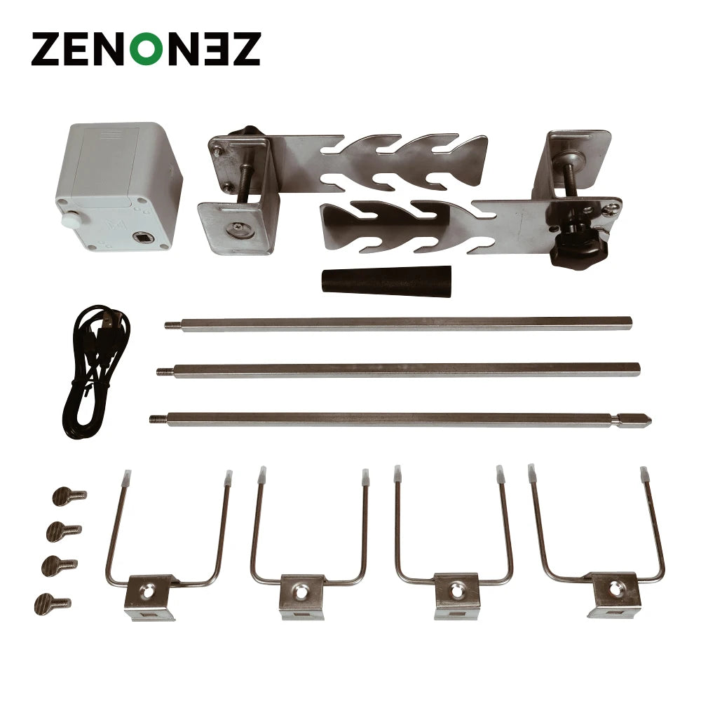 Zenobboq Universal Stainless Steel Portable Rotisserie Grill Kit