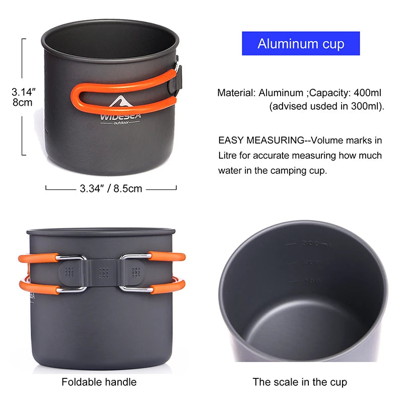 Widesea Camping Cookware Set Portable Aluminum Alloy Folding Kitchen Utensils