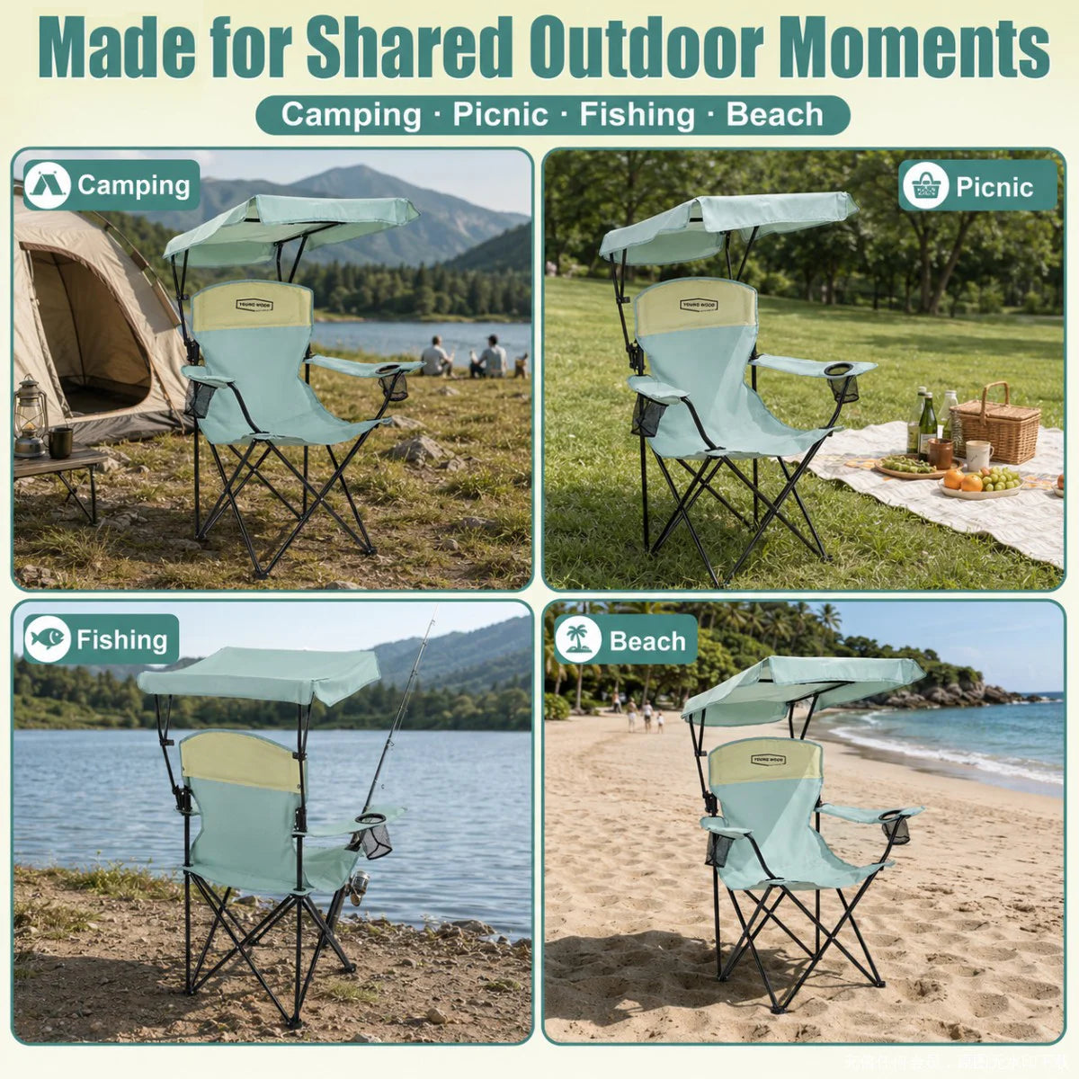 GERC Portable Beach Chair With Cup Holder And Side Pocket