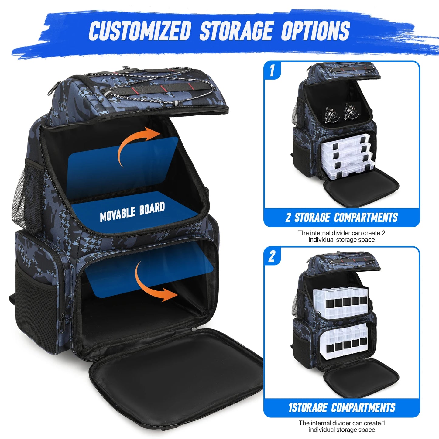 Fishing Backpack With Rod Holders And Tackle Storage Rain Cover