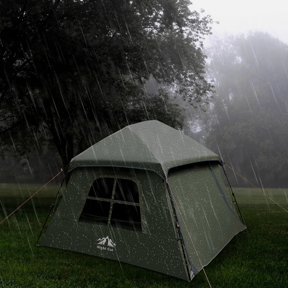 Night Cat 4 Person Pop Up Tent With Dark Room Waterproof Cabin