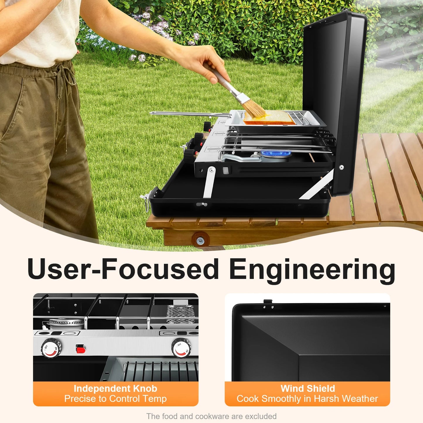 Portable 3 Burner Gas Camping Stove With Piezo Ignition