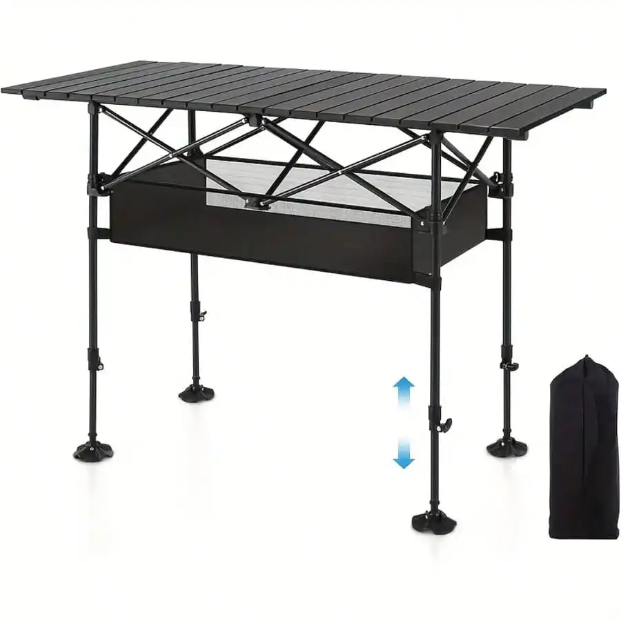 Portable Aluminum Folding Picnic And Camping Table With Roll Up Design