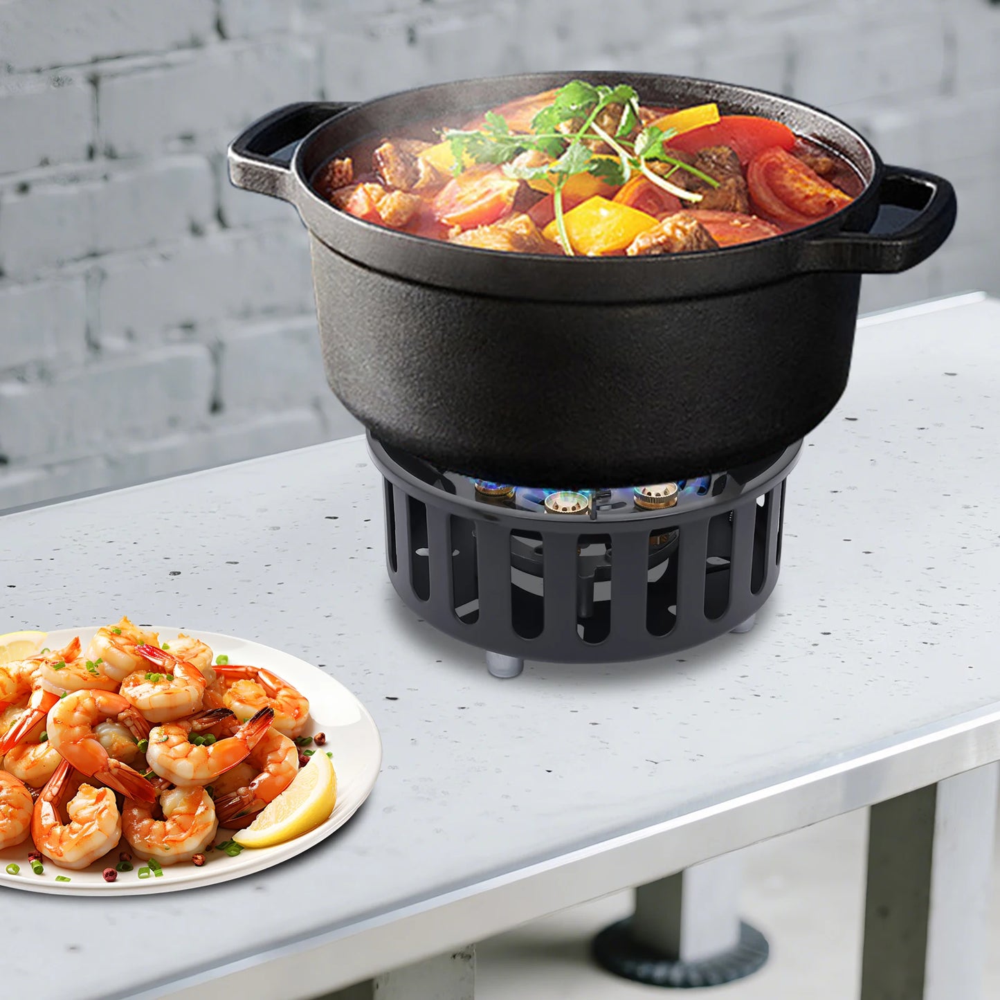 Rolled Steel Portable Camping Stove 72000 BTU 3 Adapter Windproof Cooker