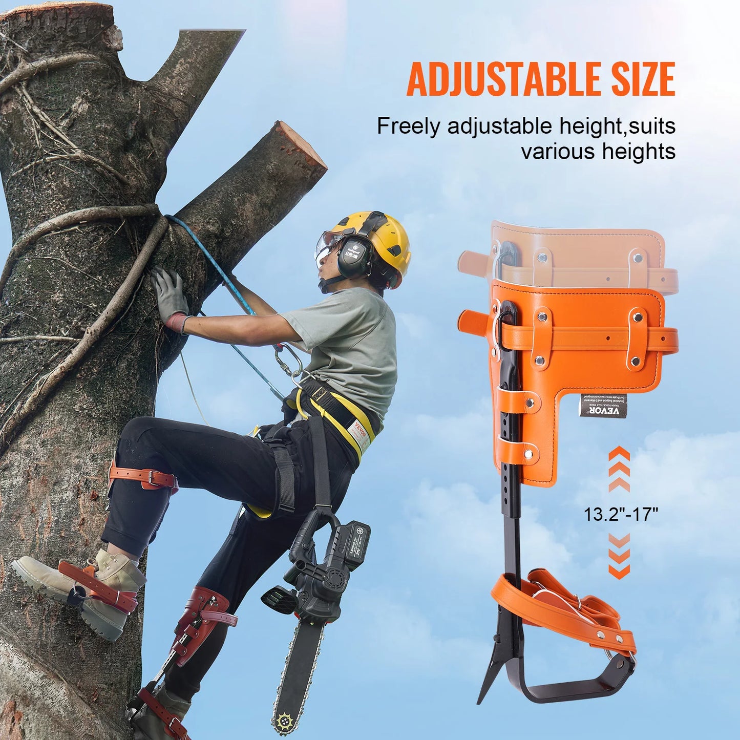 Tree Climbing Spikes Steel With Straps And Protectors 350 Lbs