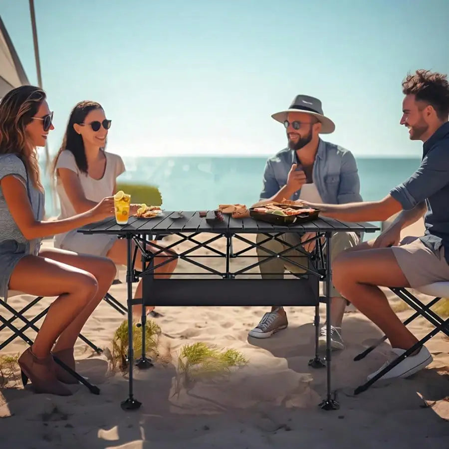 Portable Aluminum Folding Picnic And Camping Table With Roll Up Design