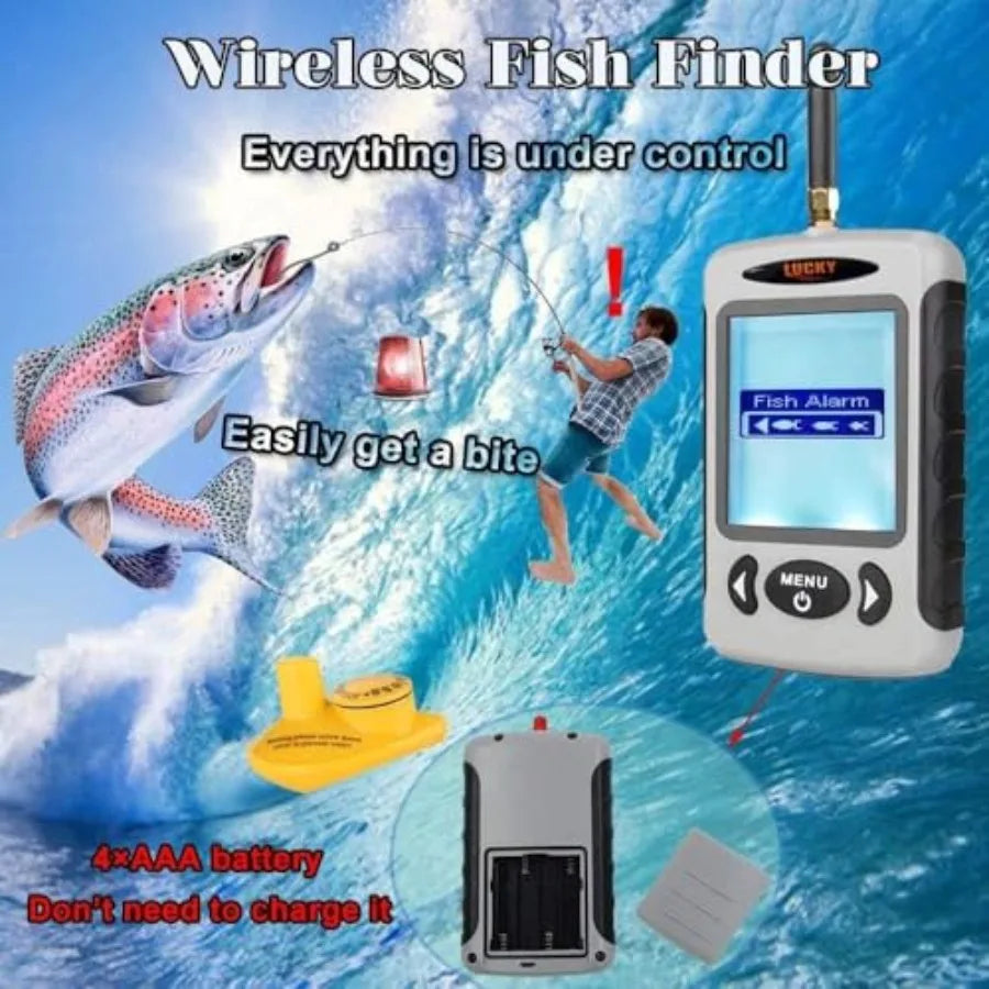 Portable Handheld Fish Finder With Wireless LCD Depth Display