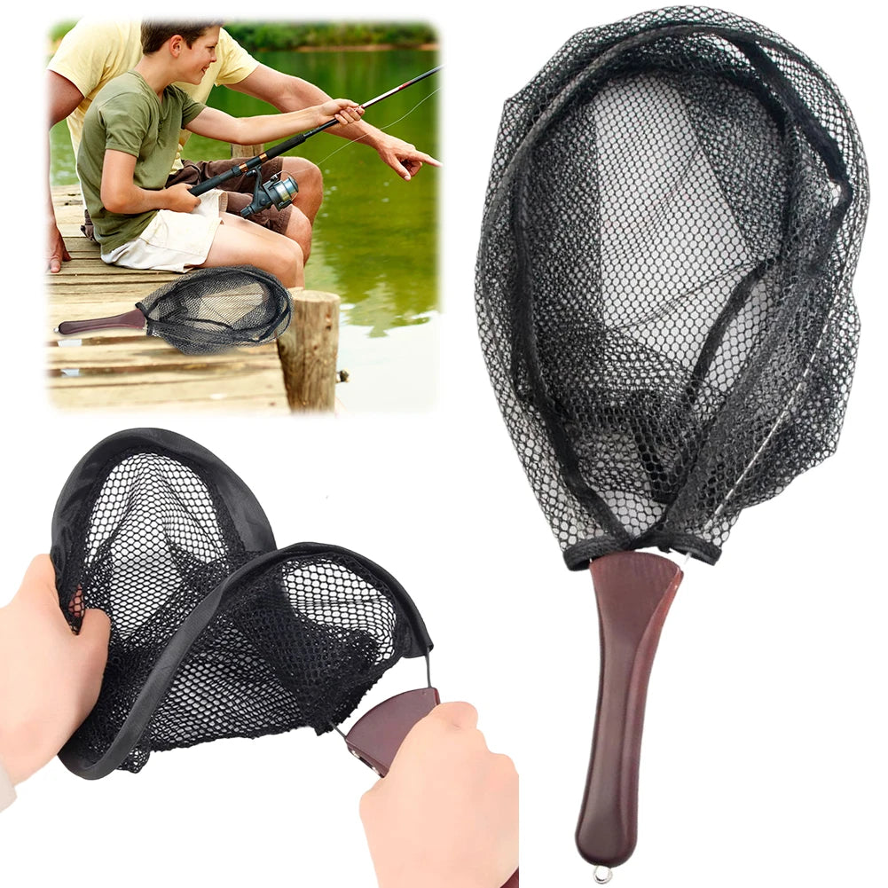 Shunmaii Portable Folding Fishing Landing Net With Wooden Handle