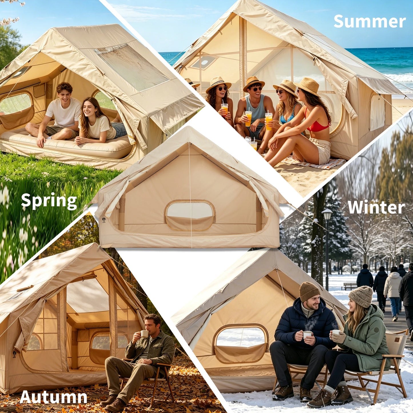 Spacious Waterproof Inflatable Camping Tent For Six Quick Setup Shelter