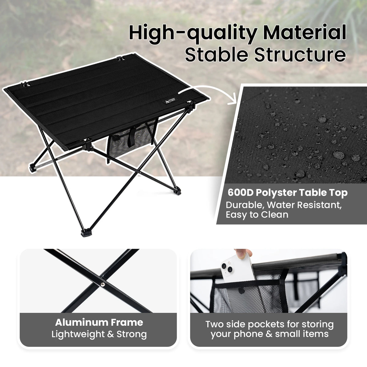 Onetrigsis Foldable Camping Table Lightweight Portable Sturdy Picnic Gear