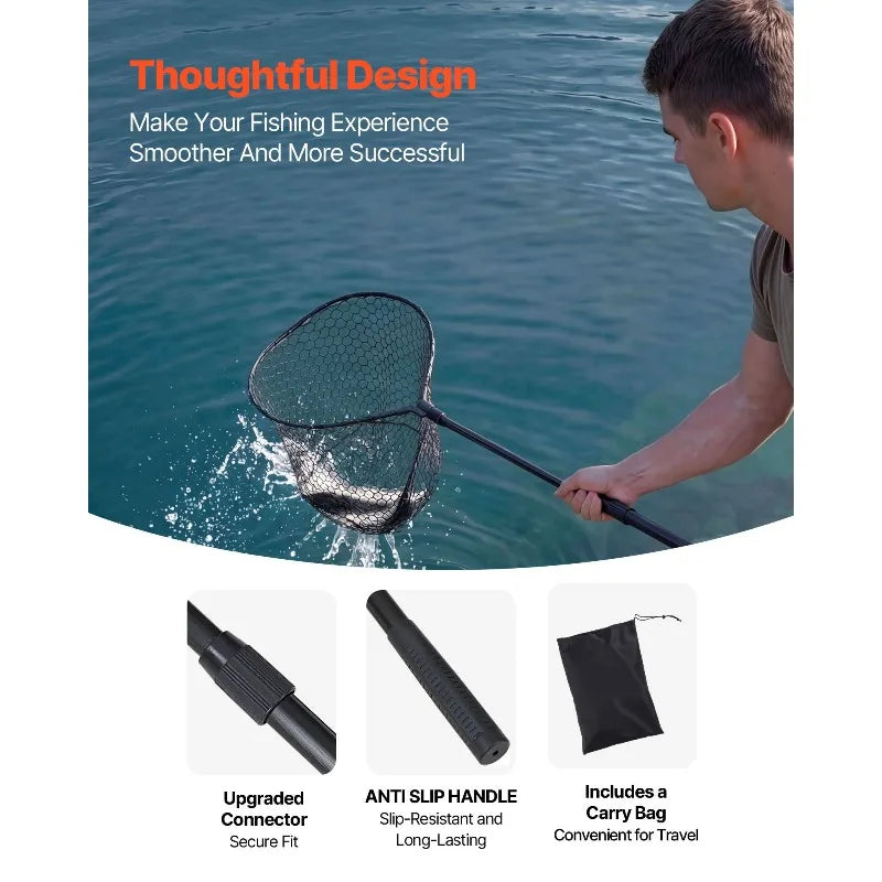 Foldable Landing Net With Telescopic Handle 6063 Aluminum Fishing Net