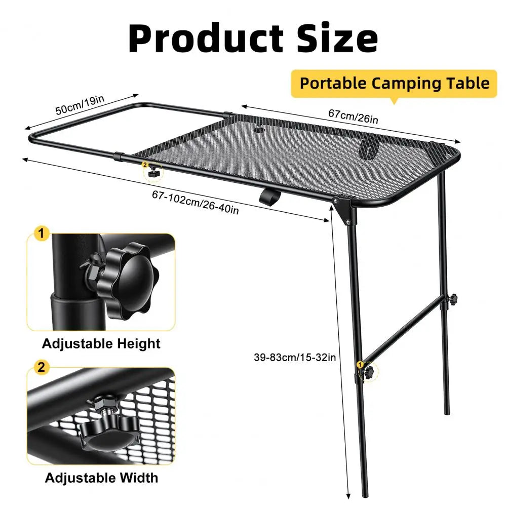 Tire Mount Camping Desk Adjustable Steel Folding Table For Tailgate