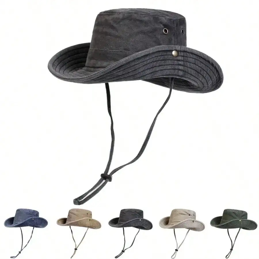 Men Washed Bucket Hat Sun Protection Outdoor Fisherman Cap
