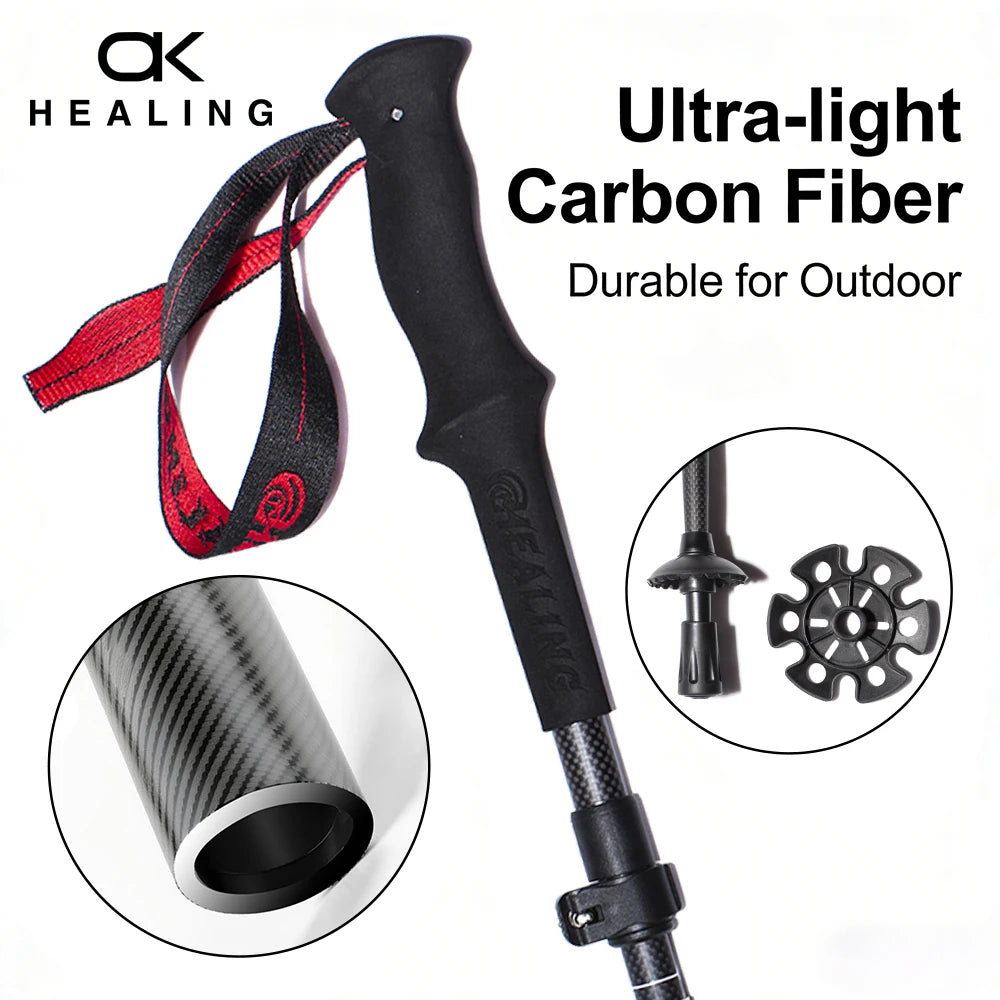 OKHEALING Ultralight Carbon Fiber Trekking Poles Folding