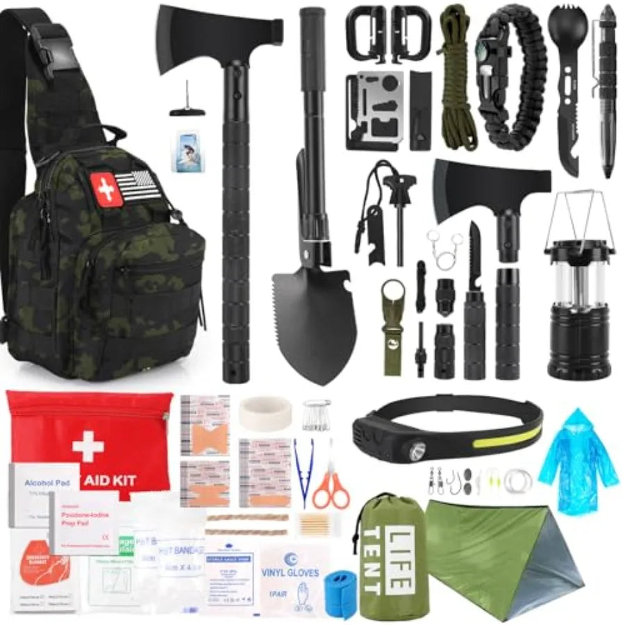 Survival Kit 268 Pcs Emergency Gear With First Aid Kit Headlamp